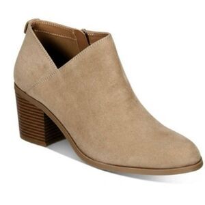 Style & Co Boots Size 6.5 Taupe Ankle Booties Faux Suede‎ Side Zip NEW